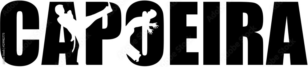 Capoeira word with cutout silhouettes