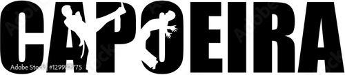 Capoeira word with cutout silhouettes