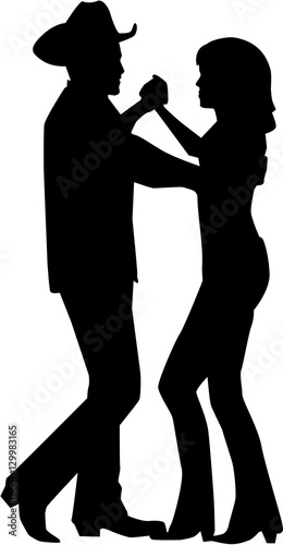 Country dancing couple silhouette