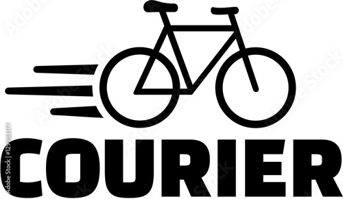 Courier word with bike icon