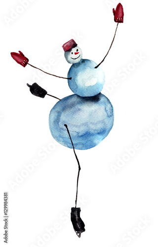 Snowman Ice Skating Cartoon