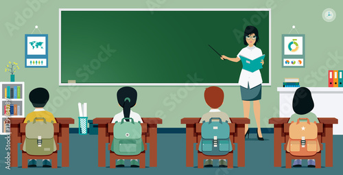 Teachers are teaching students in the classroom.