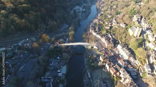 Aerial view of Ironbridge, Shropshire, UK. photo