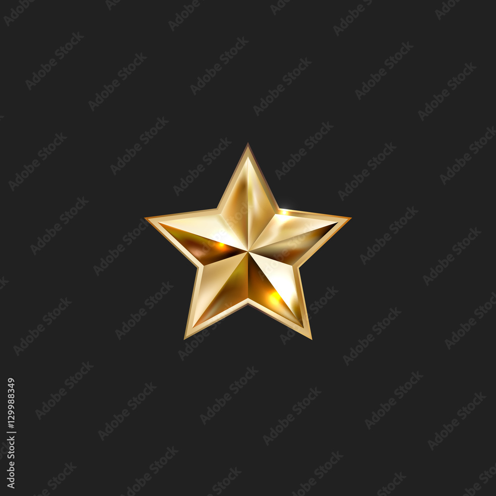 Fototapeta premium hand drawing gold star with five rays elegant element isolated o
