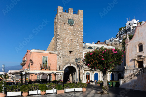 Taormina's clock tower originally built in the 12th century, reconstructed in 1679.