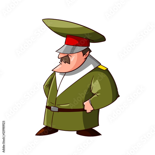 Colorful vector illustration of a cartoon general with mustache