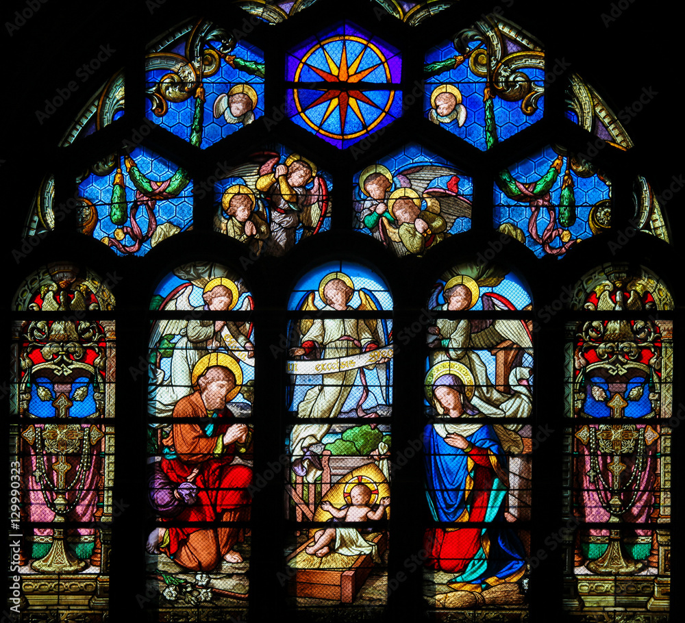 Stained Glass - Nativity Scene at Christmas