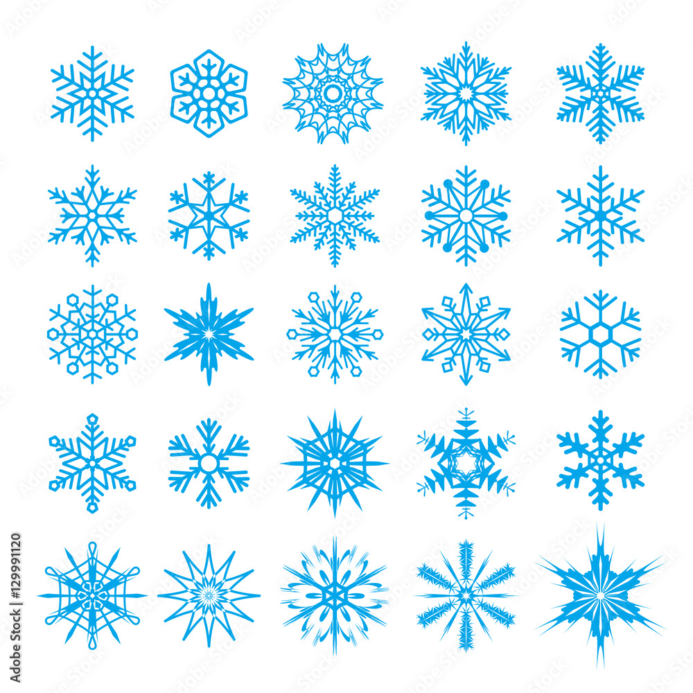 Snowflakes icon collection. Vector illustration.
