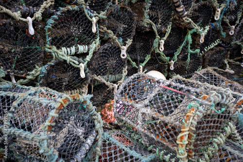 Close-up view of lobster crab fishing pots