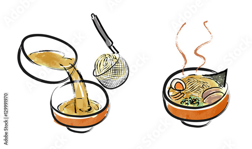 ラーメンの盛り付け