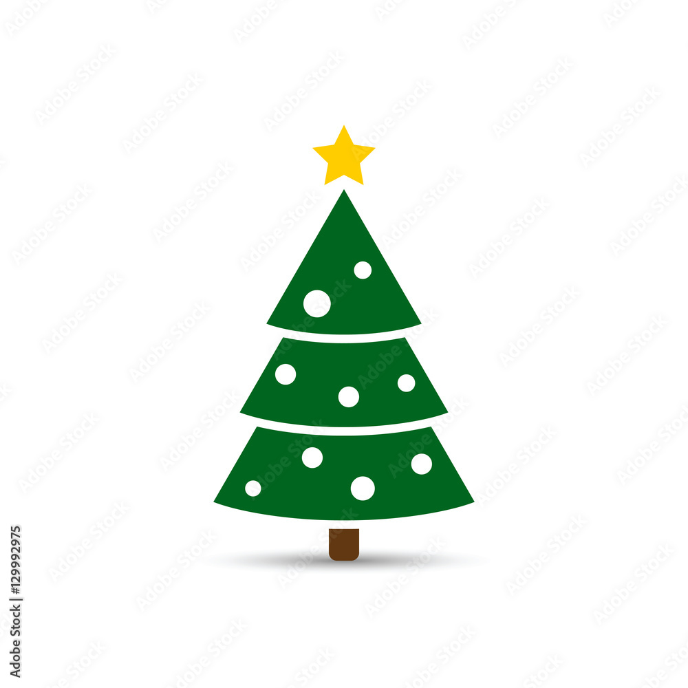 Christmas tree flat icon, vector simple design with shadow. Green symbol of fir-tree. Christmas tree flat icon, vector simple design with shadow. Green symbol of fir-tree.