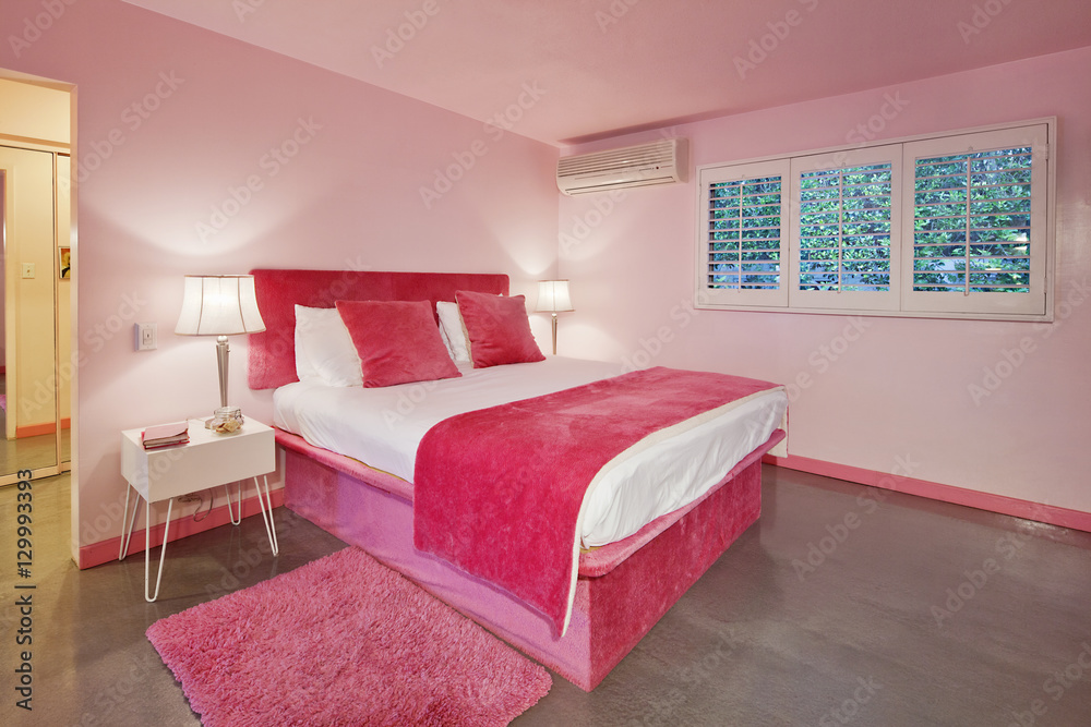 Interior design of pink bedroom