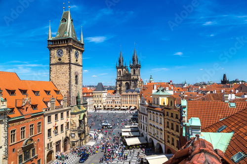 Panoramic aerial view of Prague