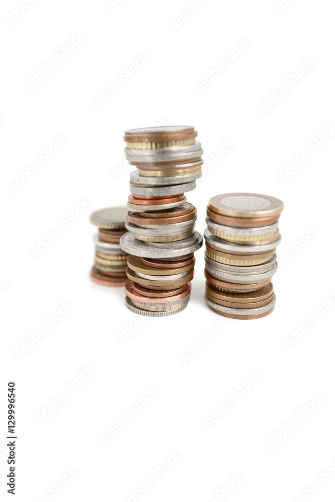 Stack of coins over white background Stack of coins over white background