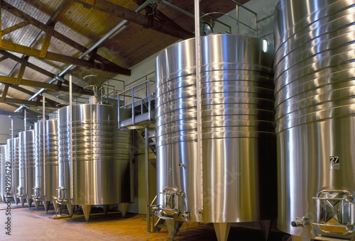 Wine fermentation tanks, Chateau Comtesse de Lalande, Pauillac, Gironde, France photo