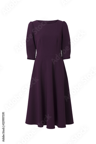 Dark purple dress solated on white background
