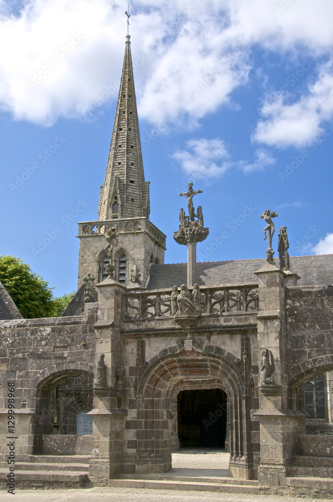 Monumental Gate, flamboyant 16th century, La Martyre church enclosure, church and steeple, La Martyre, Finistere, Brittany, France Monumental Gate, flamboyant 16th century, La Martyre church enclosure, church and steeple, La Martyre, Finistere, Brittany, France