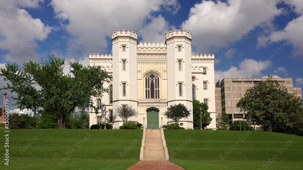 The old state capitol building in the city of Baton Rouge, Louisiana, timelapse
