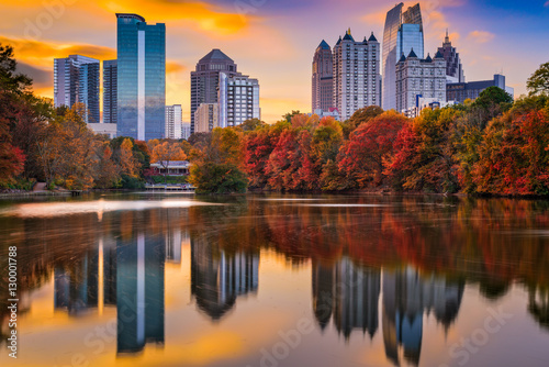 Atlanta, Georgia, USA autumn skyline at Piedmont Park.