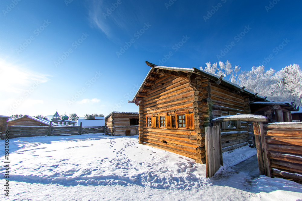 Old wooden houses in Russia