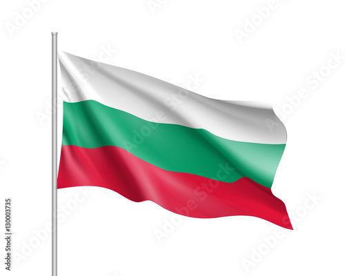 Free Download Waving flag of Bulgaria state. Illustration of European country flag on flagpole with red and white colors. Vector 3d icon isolated on white background - GFXLoad