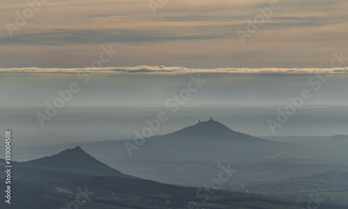 View from Milesovka hill in winter