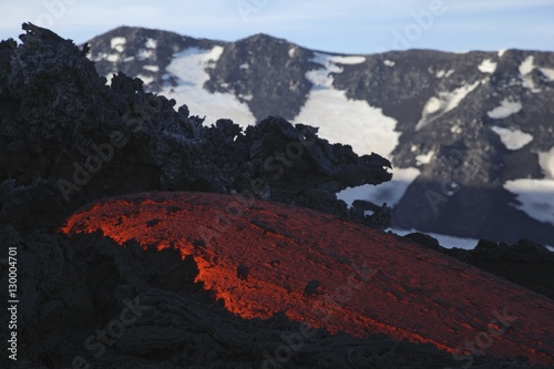 Molten lava flows from Mount Etna in Sicily Val de Bove