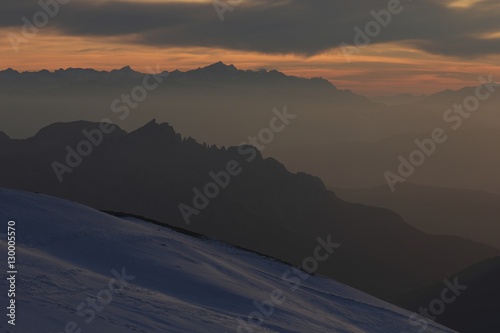 Marmolada Summit  evening view to the West  Italy  Dolomites