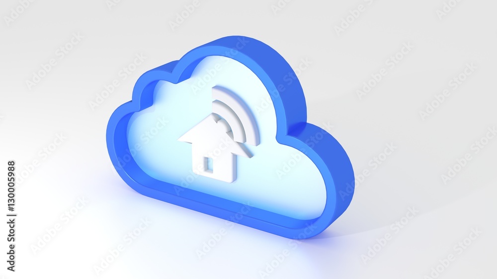 Fototapeta premium Cloud symbol with wireless home symbol inside global communicati