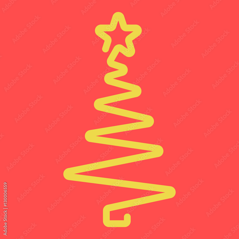 Vector icon merry christmas with christmas tree and star on red background. Vector icon merry christmas with christmas tree and star on red background.