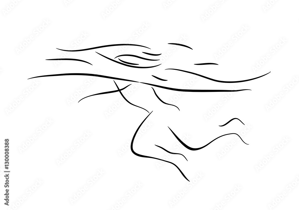 Silhouette of a swimmer under the water in the pool. Eps 8 Silhouette of a swimmer under the water in the pool. Eps 8