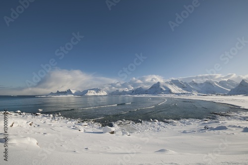 Coastal landscape of Moskensoy in the Loftofen archipelago Norway © moodboard