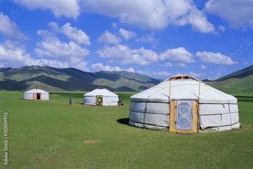 Gers (yurts) in the Orkhon Valley, Ovorkhangai, Mongolia photo