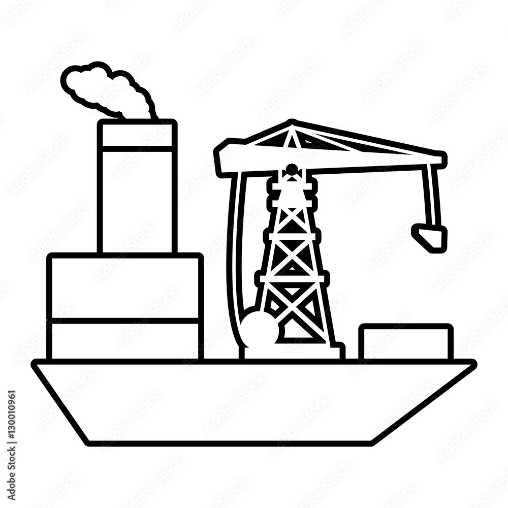 ship cargo shipping crane chimney outline vector illustration eps 10