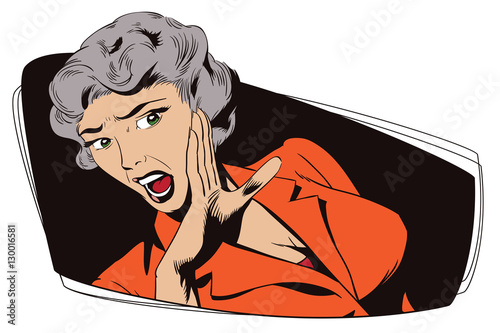 Girl screaming in horror.