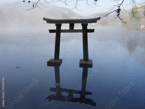 日本の大分県の金鱗湖にある鳥居