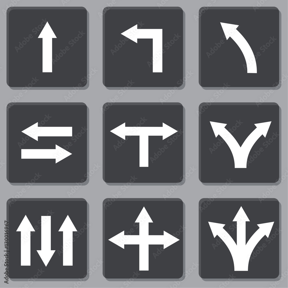 Simple white arrow vector icon set 1 Stock Vector | Adobe Stock
