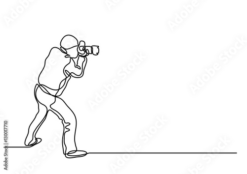continuous line drawing of photographer making pictures