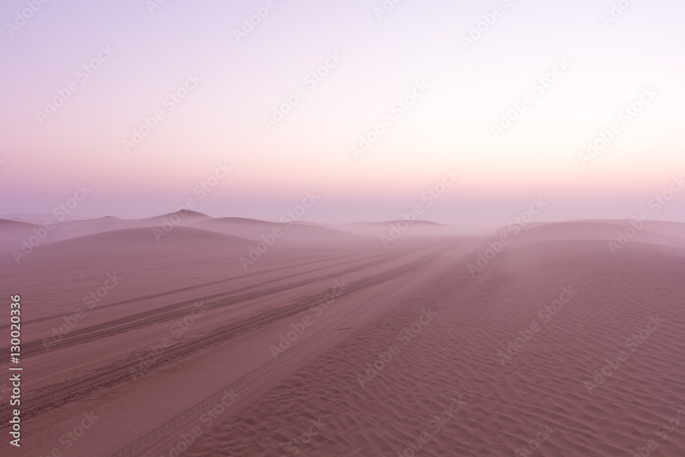 Quiet moment in desert during sunrise. Dubai, UAE.