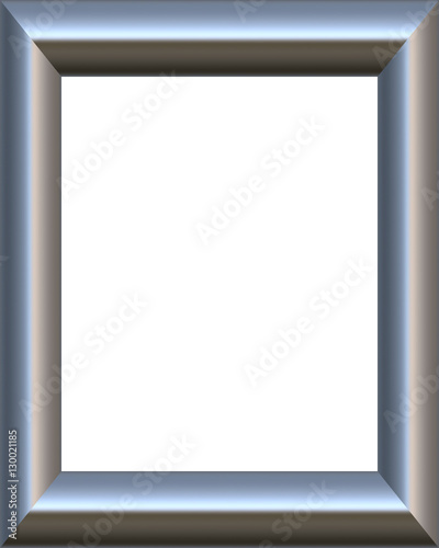 Metallic picture frame isolated on white background. Digital illustration art work.