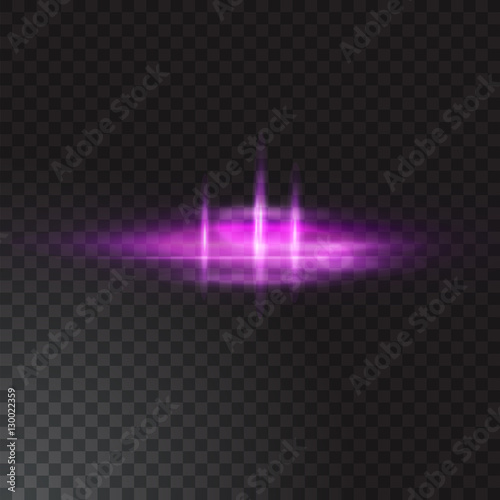 Realistic beam light on transparent background. Vector illustration