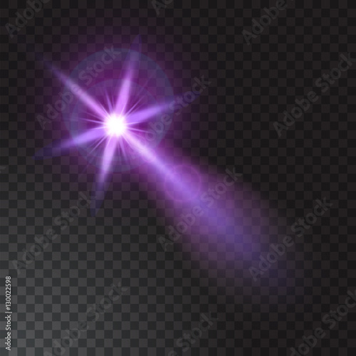 Realistic beam light on transparent background. Vector illustration