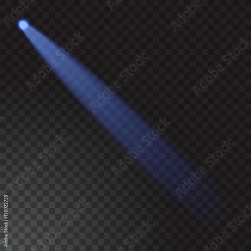 Realistic beam light on transparent background. Vector illustration