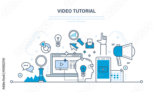 Concept of illustration - information technology, promo, media, learning and education.