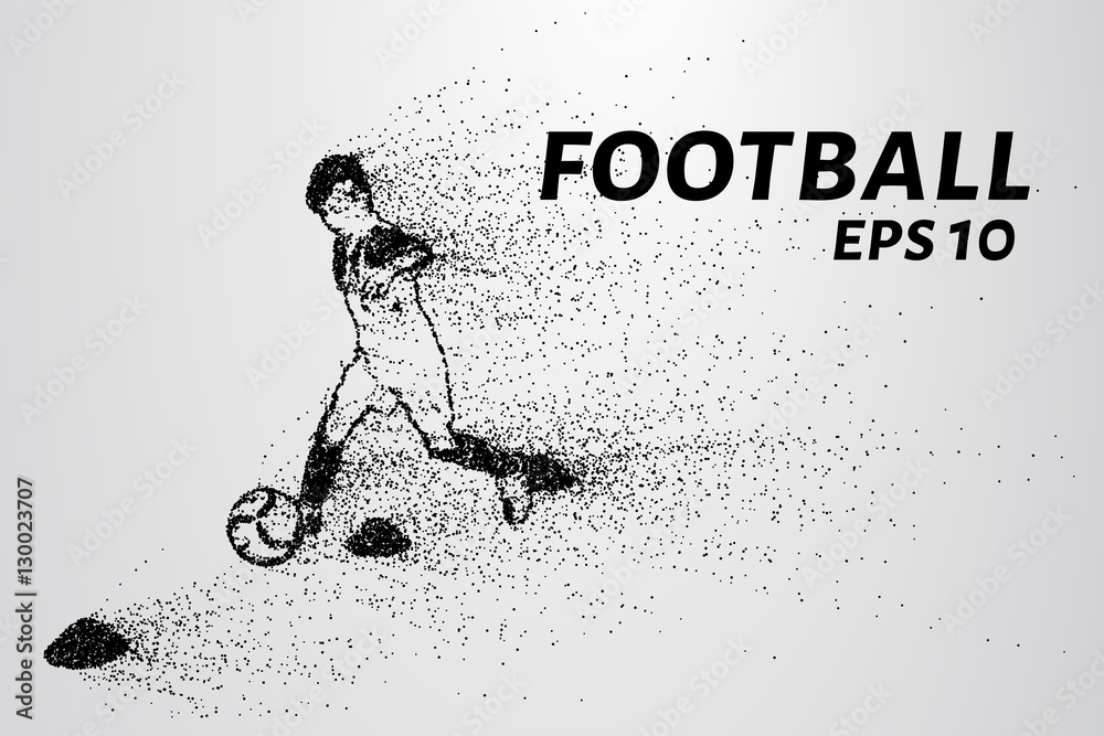 Fototapeta premium Football of the particles. Silhouette of a football player consists of points and circles. Vector illustration