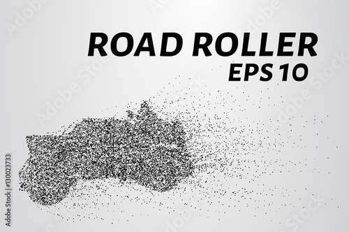 Road roller of particles. Road roller lays the asphalt. Vector illustration