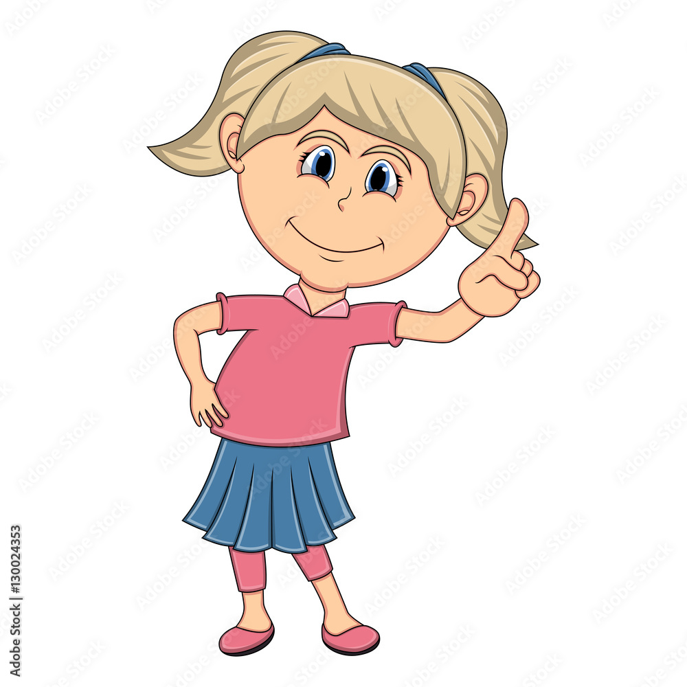 Beautiful little girl pointing her finger cartoon Beautiful little girl pointing her finger cartoon
