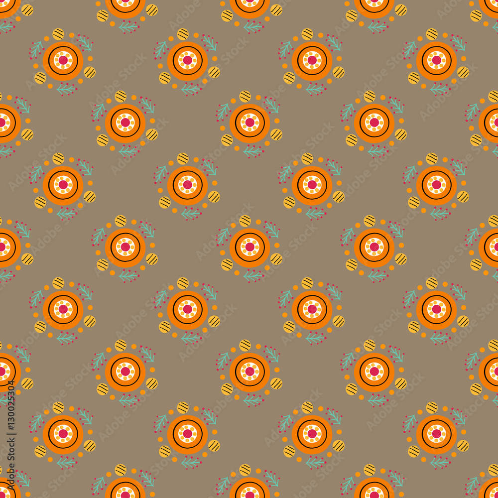 Seamless pattern with in Russian Dymkovo style. Vector illustration. Seamless pattern with in Russian Dymkovo style. Vector illustration.