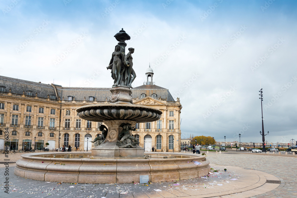BORDEAUX, FRANCE - November 26, 2015 Street view of old town in