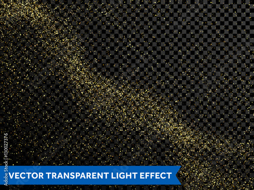 Shimmering gold dust spray, golden confetti glitter particles,